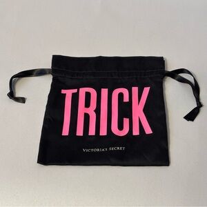 Victoria's Secret Black and Pink Trick Treat Drawstring Bag